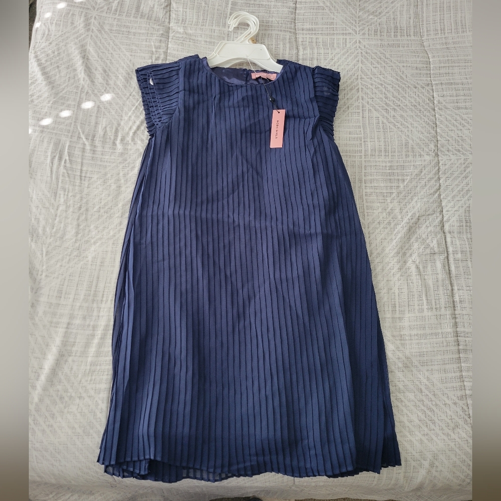 Brand New Navy Pleated Dress